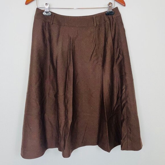 Talbots Womens Skirt Size10 Brown A Line Business Lined Knee Length Stretch Wool - Picture 2 of 9